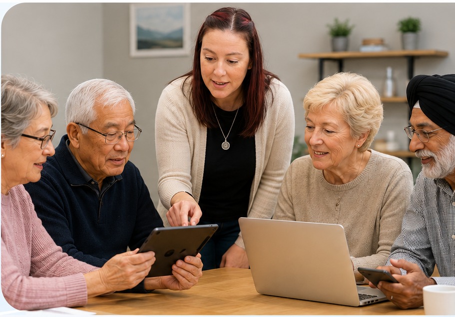 Christine from Tech Teacher teaching a friendly technology class for older adults
